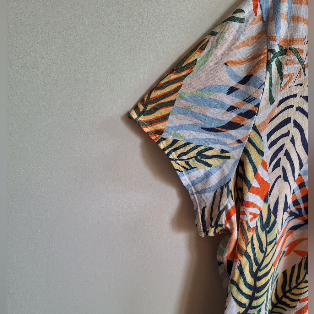 Tahari Blouse Linen Multi Color Palm Leaf T Shirt Womens XXXL - Picture 4 of 7